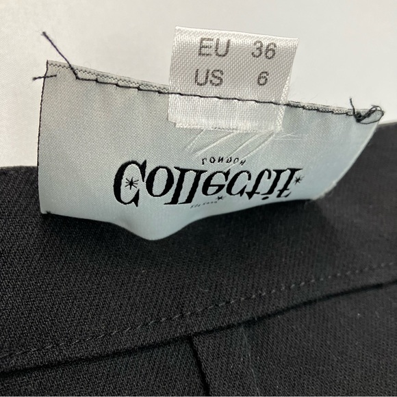 Collectif Black Glitter Leather Look Midi Polly Vegas Pencil Skirt UK 10 - Picture 8 of 9